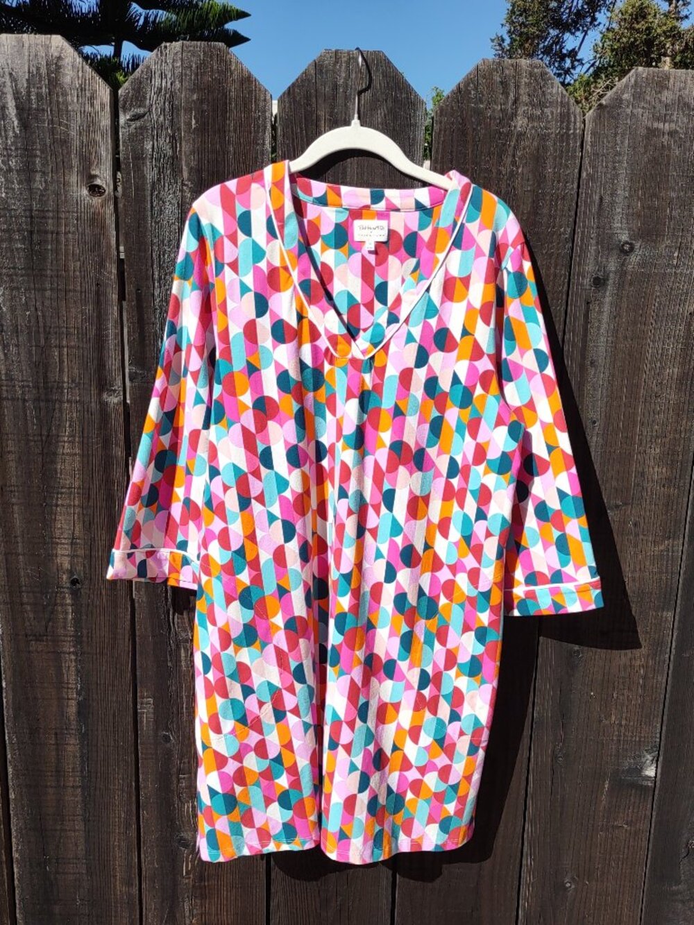 BedHead x Trina Turk Sleepshirt Dress Sz Medium Loungewear Pajamas Dancing Dots - Picture 3 of 12